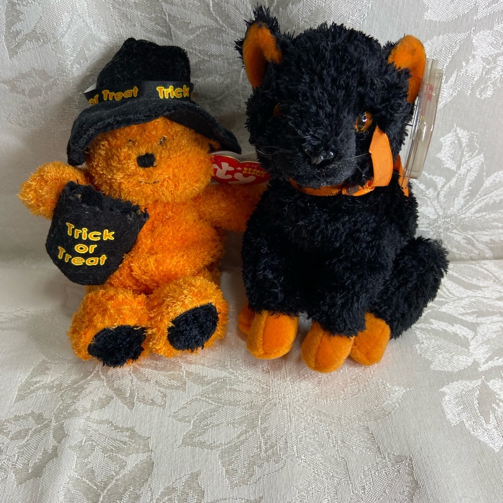 TY Halloween Beanie Babies Witchy and Fraidy